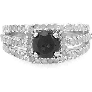 Black Diamond Halo Engagement <b>Ring</b> 10K White Gold Round Cut Natural Diamond Pave Setting Women's <b>Fine</b> Jewelry - Product Image 1