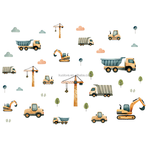Escavatore giocattolo ingegneria cartoni animati adesivi da parete camera del ragazzo decorazione scuola materna PVC carta da parati autoadesivi - Product Image 6