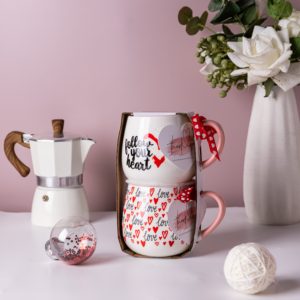 Juego de Tazas con Diseño de Corazón para el Día de San Valentín, Tazas de Cerámica para Café y Té con Frases Románticas, Regalos para Ella/Él - Product Image 3