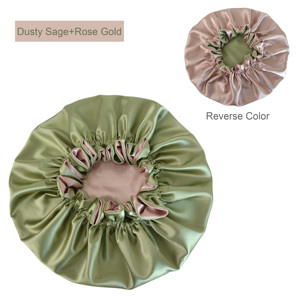 Vente en gros de bonnets de haute qualité pour femmes RTS double couche réglable réversible <span class=keywords><strong>bonnet</strong></span> en satin avec logo personnalisé pour dormir - Product Image 4
