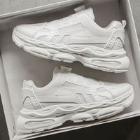 Baskets blanches tendance pour hommes, respirantes et décontractées, style Dad Shoes, avec semelle épaisse et doublure en maille, pour le printemps