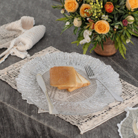 Assiette de Présentation en Verre Transparent Écologique et Sans BPA, Style Minimaliste Doré, Idéale pour Mariages, Hôtels et Restaurants (Vente en Gros)