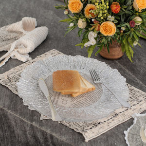 بيع بالجملة مخصص كريستال زجاج مرش اللون 13 بوصة ذهبي وردي حافة 24 بوصة خمر فرنسي رومانسي طبق طعام ناعم - Product Image 5