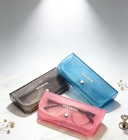 Étui à lunettes portable en PVC transparent avec bouton-pression, étui à lunettes imperméable pour les voyages