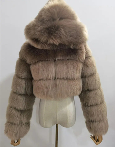 2024 hiver chaud mode solide à manches longues recadrée à capuche fausse fourrure veste <span class=keywords><strong>manteau</strong></span> femmes - Product Image 6