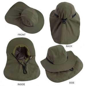 Chapeau de soleil unisexe personnalisé avec logo pour activités de plein air, randonnée, escalade, avec protection de nuque, en maille, pour l'été, la plage, la pêche, et chapeau bob de safari pour enfants. - Product Image 4