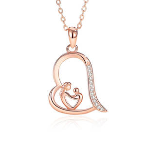 Regalos personalizados <span class=keywords><strong>para</strong></span> el día de la madre, collar, joyería, Plata de Ley 925, chapado en oro rosa, cromo, corazón, abrazo, collar, colgante - Product Image 1