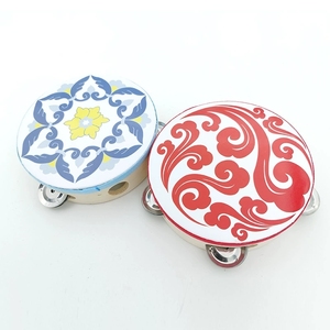 Wholesale Chinese Traditional Pattern Tambourine <b>Drum</b> With Single Row Stainless Steel Jingles Orff Percussion Instrument - Product Image 1