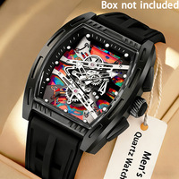 Montre à quartz pour homme avec boîtier en alliage creux de 38 mm, cadran à aiguilles, boîtier de 10 mm, montre de sport avec bracelet en silicone coloré