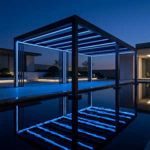 Pérgola de Aluminio de Alta Gama con Luces LED Solares, Cubierta de Patio de Vidrio <span class=keywords><strong>para</strong></span> Terraza de Jardín de Villa de Lujo - Product Image 1