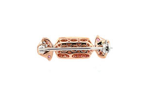 Broche en forma de caramelo de oro rosa de 18 quilates con zafiro rosa, zafiro azul y diamantes pavé, joyería de lujo para mujer - Product Image 2