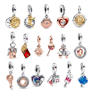 Bán Buôn De Plata 925 Bạc Murano Thủy Tinh Charms Hạt Cho Con Rắn Vòng Đeo Tay Phụ Nữ Đồ Trang Sức Làm Trái Tim Sao Hoa Murano Charms - Product Image 1