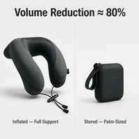 Olyi Oreiller de Voyage Gonflable 2-en-1 avec Pompe en Silicone Intégrée, Portable, en Forme de U, Réglable, Ergonomique, pour Avion, Voiture, Bureau, Vente en Gros