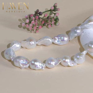 H.WEN 1-4A Natuurlijke Zoetwater Barok Parelketting 9-19mm Wit Roze Paars Hoge Glans Onregelmatige Vormen - Product Image 2