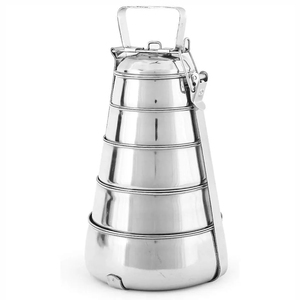 Durable Stainless Steel Pyramid <b>Lunch</b> <b>Box</b> Heavy Duty Meal <b>Box</b> 5 Compartment 2000ml Leak Proof Dishwasher Safe Lightweight - Product Image 1