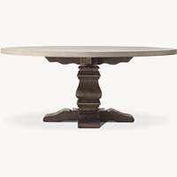 Ensemble de table à manger ronde en bois massif de style américain moderne avec 4 chaises pour appartement et hôtel