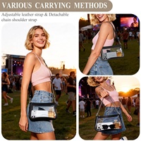 Sac à bandoulière transparent en PVC tendance pour femme, avec chaîne métallique argentée, idéal comme cadeau d'anniversaire pour filles