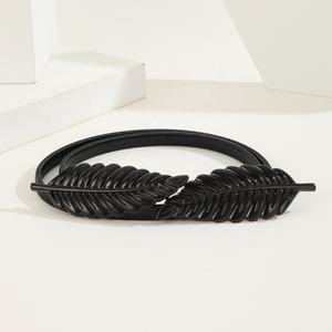 2023 फैशन काले धातु खिंचाव लोचदार कमर बेल्ट महिलाओं पोशाक पतला पतली बेल्ट शरीर श्रृंखला कमर गहना - Product Image 3