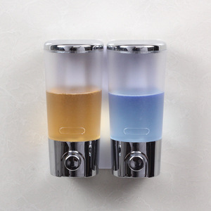 Dispenser di sapone liquido doppio a parete in <span class=keywords><strong>plastica</strong></span> per sapone per le mani e Shampoo per uso <span class=keywords><strong>bagno</strong></span> - Product Image 4