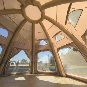 Tente dôme gonflable à 8 côtés personnalisable de couleur kaki |   3000 ml Oxford imperméable + revêtement antibactérien |   Abri de camping 4 saisons - Product Image 6