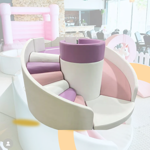 Aire de jeux intérieure/extérieure rose vif et blanc pastel pour enfants avec toboggan 4 côtés, idéale pour fêtes d'anniversaire et événements, équipement de jeu souple pour enfants - Product Image 5