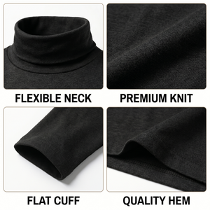 T-shirt à <span class=keywords><strong>col</strong></span> montant pour homme, couleur unie, avec logo personnalisé, en maille mérinos douce et extensible, sous-couche décontractée - Product Image 4