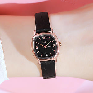 Montre-bracelet carrée rétro pour femme, bracelet en cuir fin, élégante, calendrier étudiant, étanche - Product Image 6