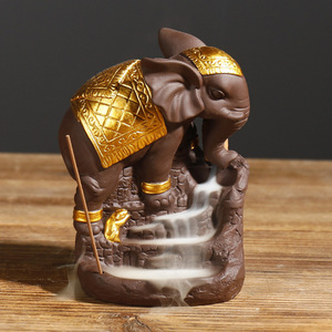 Brûleur d'encens en céramique créatif en forme d'éléphant - Diffuseur d'arômes écologique thaïlandais en forme d'éléphant divin pour la maison - Product Image 2
