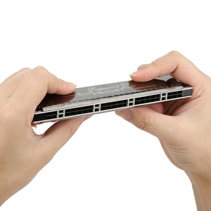 Harmonica professionnelle <span class=keywords><strong>diatonique</strong></span> avec plaque de base en laiton de 1,2 mm, 24 diapasons # 8209 Hole Polyphonic (Clé D noire) - Product Image 5