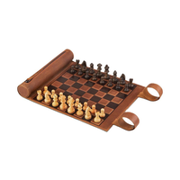 Échiquier en cuir enroulable de qualité supérieure, kit d'échecs international portable pour l'extérieur avec tube de rangement pour les loisirs en famille et les voyages en voiture