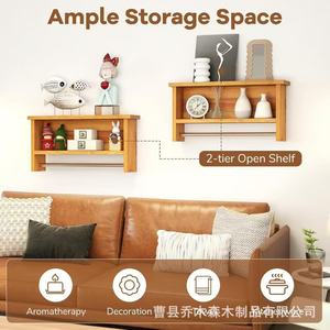 Wooden Wall Mounted Storage Rack 3 Layers For Bathroom Towels Toiletries - Product Image 5