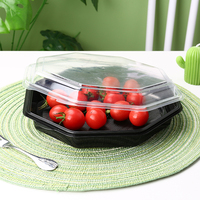 Boîte à lunch jetable en plastique noir, anti-fuite, à un étage, pour fruits, salades, collations et plats à emporter – Offre Spéciale