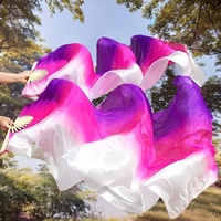 100% ventilateurs en soie danse du ventre longs voiles ventilateurs en bambou pour le culte