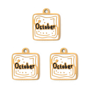 Charmes de calendrier des pierres de naissance des 12 mois |   Pendentifs en acier inoxydable émaillé or PVD 18 carats pour la fabrication de bijoux, bracelets et colliers DIY - Product Image 6