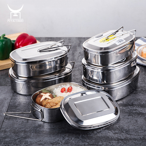 American style stainless steel premium lunchbox metal school bento lunch box with lid