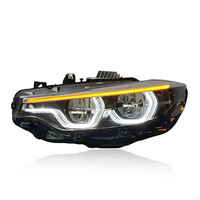 Faro Delantero SJC Auto Estilo Ikon V3 para BMW Serie 4 F32 M3 F80 M4 F82 2014-2020, Tricolor Amarillo/Blanco/Ámbar, DRL LED