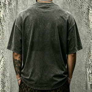 T-shirt en coton oversize lavé, vintage, à manches courtes, imprimé, col rond, streetwear, décontracté, pour tous les jours, pour hommes - Product Image 3