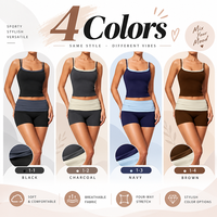 Ensemble de yoga GM Wholesale Fitness Effet seconde peau Colorblock Faux deux pièces Taille repliable Contrôle du ventre et mise en forme des fessiers