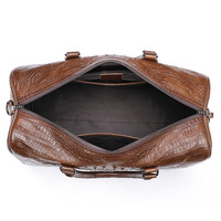 Sac de voyage de luxe vintage pour homme en cuir de crocodile avec fermeture éclair et logo personnalisé en relief