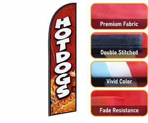ธงขนนกแบบกำหนดเองคุณภาพสูงขนาด 2.5*11.5 ฟุต ลายฮอทดอก สำหรับงานปาร์ตี้ชายหาดและการโฆษณาประชาสัมพันธ์ - Product Image 5