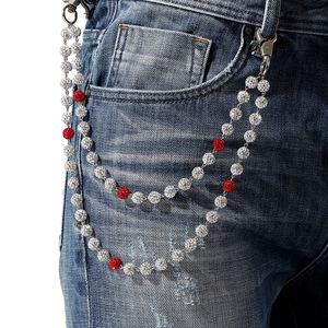 Benutzer definierte 10mm Disco Ball Perlen Rosenkranz Classic Style Layered Halskette mit weichen Keramik AB Diamant für Jeans Pocket Waist <span class=keywords><strong>Belt</strong></span> - Product Image 1