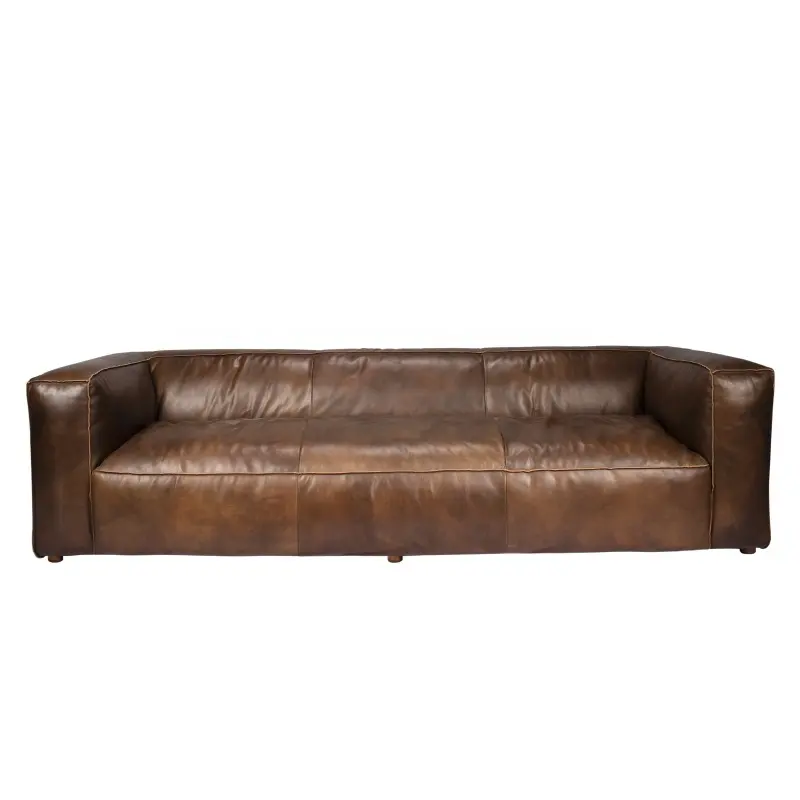 Divano italiano in pelle di lusso personalizzato soggiorno mobili per la casa antico retrò vintage sigaro marrone chiaro divano in pelle 123