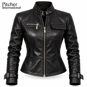 Fabricant en gros de vestes en cuir pour femmes pour la vente au détail américaine en automne, veste en cuir marron chocolat pour femmes, OEM en gros - Product Image 5