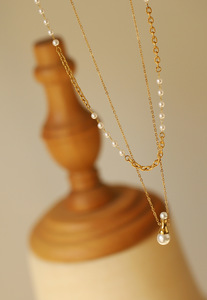 Collar de Perlas de Imitación Moderno con Cadena para Clavícula, Acero Inoxidable, Chapado en Oro, Modelo ZSN-180 - Product Image 6