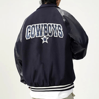 En gros, Grand patch thermocollant à sequins et lettres universitaires brodées, bleu marine, pour le dos des vestes de sport de jour de match