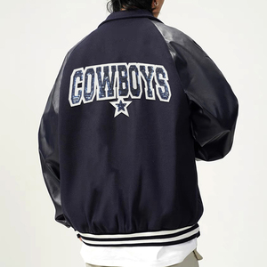 Toppa Termoadesiva Grande con Paillettes e <span class=keywords><strong>Ricamo</strong></span> Blu Navy, Stile Cowboys, Distintivo Lettera Varsity, per Retro Giacca Sportiva Gameday - Product Image 2