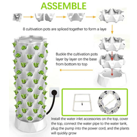 Kit Tanam Hidroponik Rumah Tangga Besar Indoor/Outdoor 10 Lapis 80 Pot Sistem Menara Kebun Vertikal Hasil Tinggi Plastik ABS Kelas Makanan