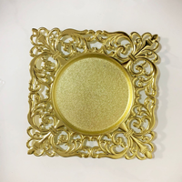Assiettes jetables de luxe en plastique doré et argenté de 13 pouces carrées pour la décoration de table de fête, de mariage, d'événement à domicile
