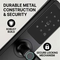 Serrure de porte intelligente sans clé numérique Tuya WiFi en alliage d'aluminium avec contrôle par application et empreinte digitale, compatible 9 langues, pour porte en aluminium