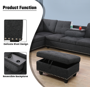 Sofá Cama Convertible Moderno Multifuncional de Tela al por Mayor, Diseño en L con Esponja, de Alta Calidad para Sala de Estar con Almacenamiento - Product Image 4